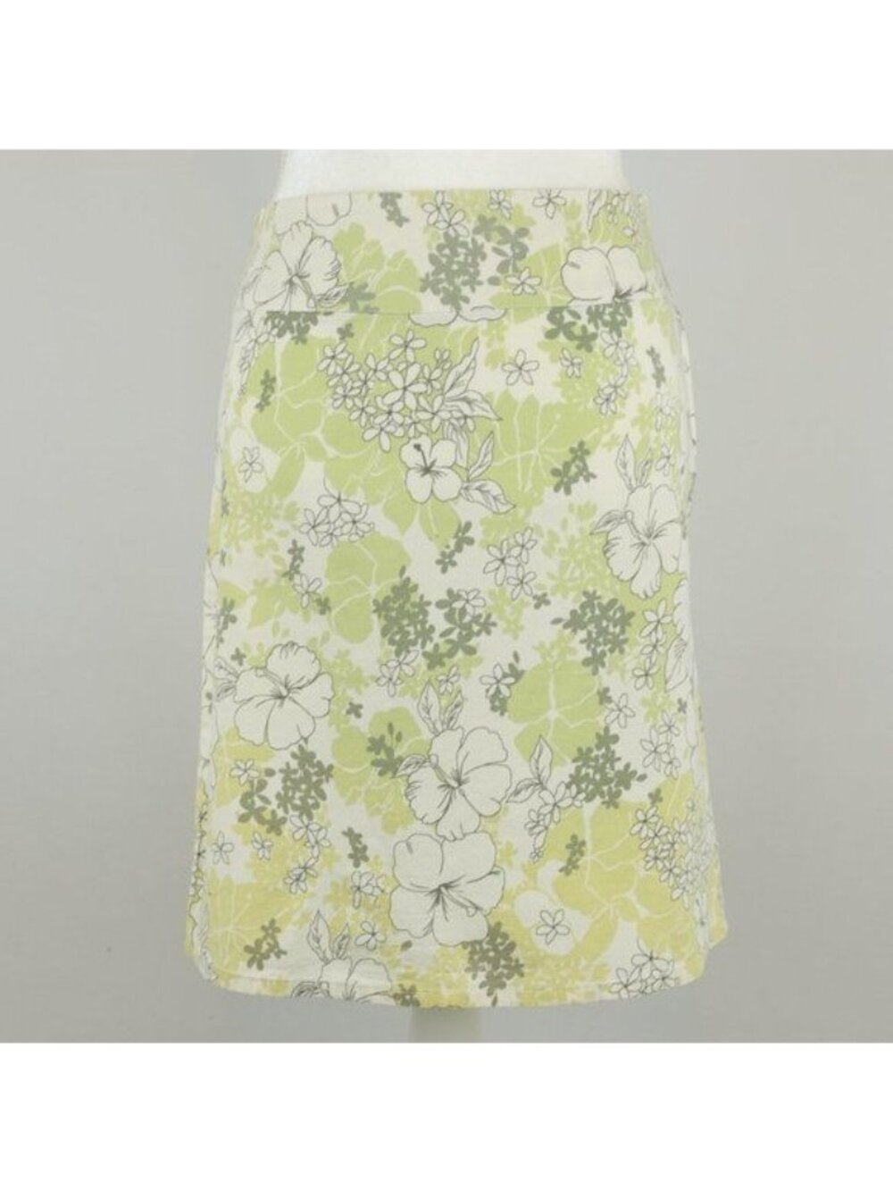 Studio Y Women's Small Green White Tropical Floral Woven Pencil Skirt